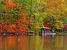 Central Park in autunno, New York City, Stati Uniti d'America