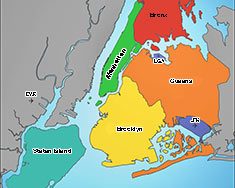 Map of the districts New York City