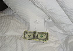 Tipping at the hotel on the pillow, New York City