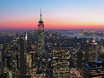 Manhattan dalla piattaforma di osservazione del Rockefeller Center, New York City, Stati Uniti d'America